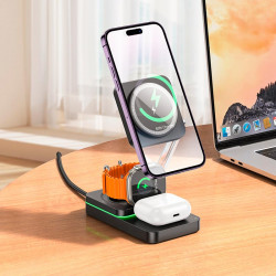 Зарядка Qi Hoco Consuelo folding 3-in-1 wireless fast charger CQ10 |15W|