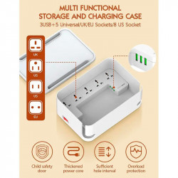 Подовжувач мережевий LDNIO Management Power Strip Box SN5310 |3USB, QC, 5 Sockets, 15.5W/10A|