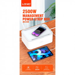 Подовжувач мережевий LDNIO Management Power Strip Box SN5310 |3USB, QC, 5 Sockets, 15.5W/10A|
