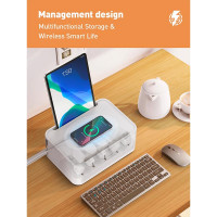 Подовжувач мережевий LDNIO Management Power Strip Box SN5310W |15W Qi/1Type-C/2USB, QC/PD, 5 Sockets, 30W/10A|