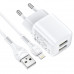 Адаптер мережевий Hoco Lightning Cable Briar dual port charger set N8 |2USB, 2.4A| (Safety Certified)