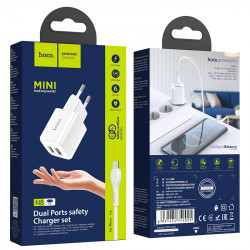 Адаптер мережевий Hoco Micro USB Cable Briar dual Port charger set N8 |2USB, 2.4A| (Safety Certified)