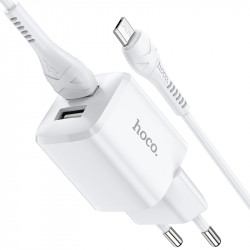 Адаптер мережевий Hoco Micro USB Cable Briar dual Port charger set N8 |2USB, 2.4A| (Safety Certified)