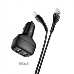 Адаптер автомобільний Hoco Lightning Cable Leader Z36 |2USB, 2.4A|
