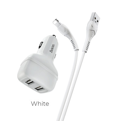 Адаптер автомобільний Hoco Lightning Cable Leader Z36 |2USB, 2.4A|