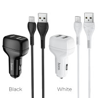 Адаптер автомобільний Hoco Micro USB Cable Leader Z36 |2USB, 2.4A|