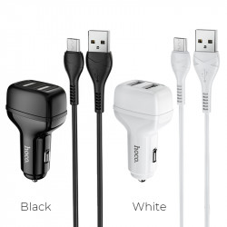 Адаптер автомобільний Hoco Micro USB Cable Leader Z36 |2USB, 2.4A|