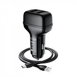 Адаптер автомобільний Hoco Micro USB Cable Leader Z36 |2USB, 2.4A|