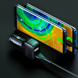 Адаптер автомобільний Hoco Micro USB Cable Leader Z36 |2USB, 2.4A|