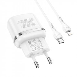 Адаптер мережевий HOCO Type-C to Lightning Cable Victorious single port charger set N24 |1Type-C, 20W/3A, PD/QC|
