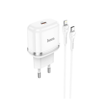 Адаптер мережевий HOCO Type-C to Lightning Cable Victorious single port charger set N24 |1Type-C, 20W/3A, PD/QC|