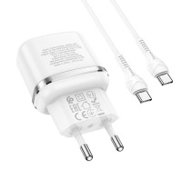 Адаптер мережевий HOCO Type-C to Type-C Cable Victorious single port charger set N24 |1Type-C, 20W/3A, PD/QC|