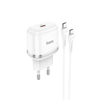 Адаптер мережевий HOCO Type-C to Type-C Cable Victorious single port charger set N24 |1Type-C, 20W/3A, PD/QC|