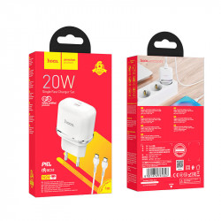 Адаптер мережевий HOCO Type-C to Type-C Cable Victorious single port charger set N24 |1Type-C, 20W/3A, PD/QC|