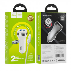 Адаптер автомобільний Hoco Micro USB Cable Superior dual port Car charger set Z40 |2USB, 2.4A|