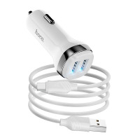 Адаптер автомобільний Hoco Type-C Cable Superior dual port Car charger set Z40 |2USB, 2.4A|