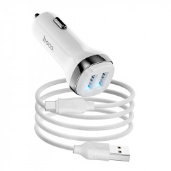 Адаптер автомобільний Hoco Type-C Cable Superior dual port Car charger set Z40 |2USB, 2.4A|