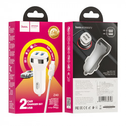 Адаптер автомобільний Hoco Type-C Cable Superior dual port Car charger set Z40 |2USB, 2.4A|