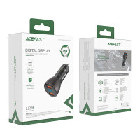 Адаптер автомобільний AceFast metal Car charger with digital display B7 |2USB, 45W/5A, PD/QC|