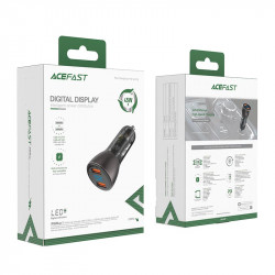 Адаптер автомобільний AceFast metal Car charger with digital display B7 |2USB, 45W/5A, PD/QC|