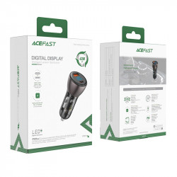 Адаптер автомобільний AceFast metal Car charger with digital display B6 |1USB/1Type-C, 63W/6A, PD/QC|