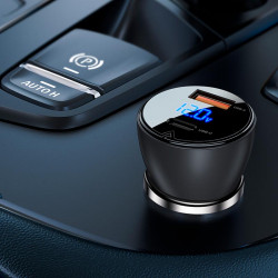 Адаптер автомобільний AceFast metal Car charger with digital display B6 |1USB/1Type-C, 63W/6A, PD/QC|