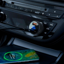 Адаптер автомобільний AceFast metal Car charger with digital display B6 |1USB/1Type-C, 63W/6A, PD/QC|