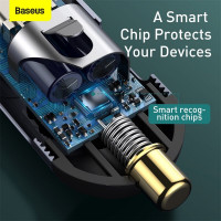 Адаптер автомобільний BASEUS Share Together PPS multi-port Fast charging Car charger with cord |3USB/1Type-C, 3A/120W, QC/PD, 1.5m| (CCBT-B0G)