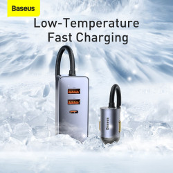Адаптер автомобільний BASEUS Share Together PPS multi-port Fast charging Car charger with cord |2USB/2Type-C, 3A/120W, QC/PD, 1.5m| (CCBT-A0G)