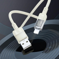 Кабель Hoco Lightning Spirit transparent charging data cable U129 |2.4A, 1.2M|