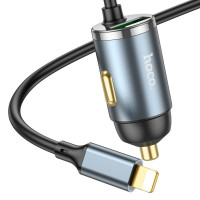 Адаптер автомобільний Hoco Lightning Cable Car charger NZ7 |1USB, 20W/3A, PD/QC|