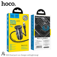 Адаптер автомобільний Hoco Lightning cable double port Car charger DZ3 |2USB, 2.4A|