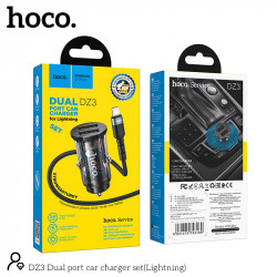 Адаптер автомобільний Hoco Lightning cable double port Car charger DZ3 |2USB, 2.4A|