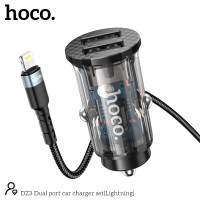 Адаптер автомобільний Hoco Lightning cable double port Car charger DZ3 |2USB, 2.4A|