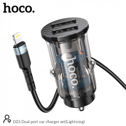 Адаптер автомобільний Hoco Lightning cable double port Car charger DZ3 |2USB, 2.4A|