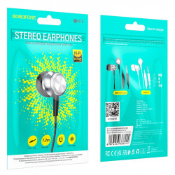 Навушники BOROFONE Platinum metal universal earphones with microphone BM75 |1.2m, Hi-Fi|