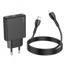 Адаптер мережевий HOCO Type-C to Lightning Delgado dual Port charger N38 |1USB/1Type-C, 20W/3A, PD/QC|