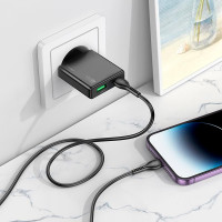 Адаптер мережевий HOCO Type-C to Lightning Delgado dual Port charger N38 |1USB/1Type-C, 20W/3A, PD/QC|