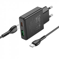 Адаптер мережевий HOCO Type-C to Type-C Delgado dual Port charger N38 |1USB/1Type-C, 20W/3A, PD/QC|