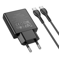 Адаптер мережевий HOCO Type-C to Type-C Delgado dual Port charger N38 |1USB/1Type-C, 20W/3A, PD/QC|