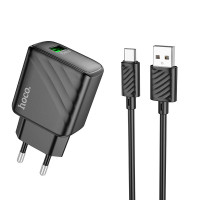 Адаптер мережевий Hoco Type-C cable rich single Port charger CS21A |1USB, 18W/3A, QC|