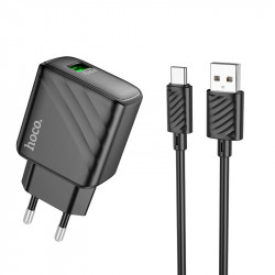 Адаптер мережевий Hoco Type-C cable rich single Port charger CS21A |1USB, 18W/3A, QC|