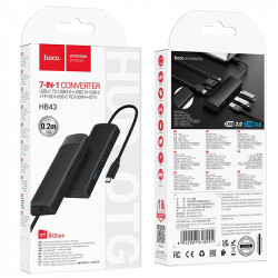 Hub адаптер HOCO Easy safe Type-C 7-in-1 multi-function converter HB43 |PD 100W/HDMI/SD, 2USB/1Type-C|