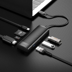 Hub адаптер HOCO Easy safe Type-C 7-in-1 multi-function converter HB43 |PD 100W/HDMI/SD, 2USB/1Type-C|