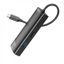 Hub адаптер HOCO Easy safe Type - C 8-in-1 multi-function converter HB44 |PD 100W/HDMI/SD, 2USB/2Type-C, RJ45|