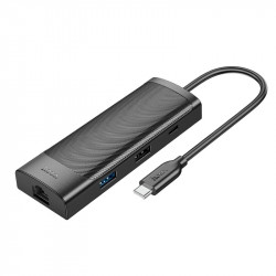 Hub адаптер HOCO Easy safe Type - C 8-in-1 multi-function converter HB44 |PD 100W/HDMI/SD, 2USB/2Type-C, RJ45|
