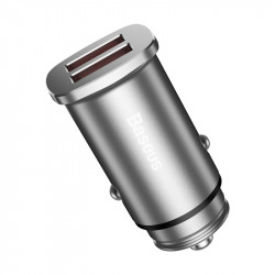 Адаптер автомобільний BASEUS Square metal |QC3.0, 2USB, 30W, 5A|