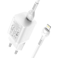Адаптер мережевий HOCO Type-C to Lightning cable Rigorous charger set N19 |Type-C, 25W, 3A, QC/PD|