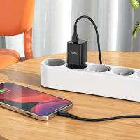 Адаптер мережевий HOCO Type-C to Lightning cable Rigorous charger set N19 |Type-C, 25W, 3A, QC/PD|