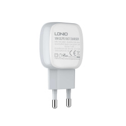 Адаптер мережевий LDNIO Type-C to Lightning Cable A2313C |1USB/1Type-C, QC/PD, 3A|